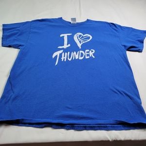Oklahoma city thunder basketball fan tee shirt "I love thunder" extra la…